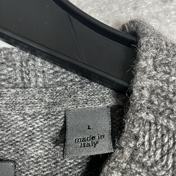 John Varvatos Sweater Mens Large Gray Wool Cashmere Blend Pullover Italy Made - Picture 10 of 12